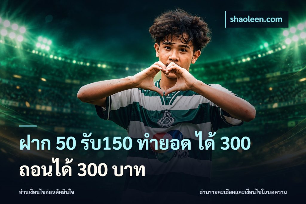 ฝาก 50 รับ150 ทำยอด ได้ 300 ถอนได้ 300 บาท