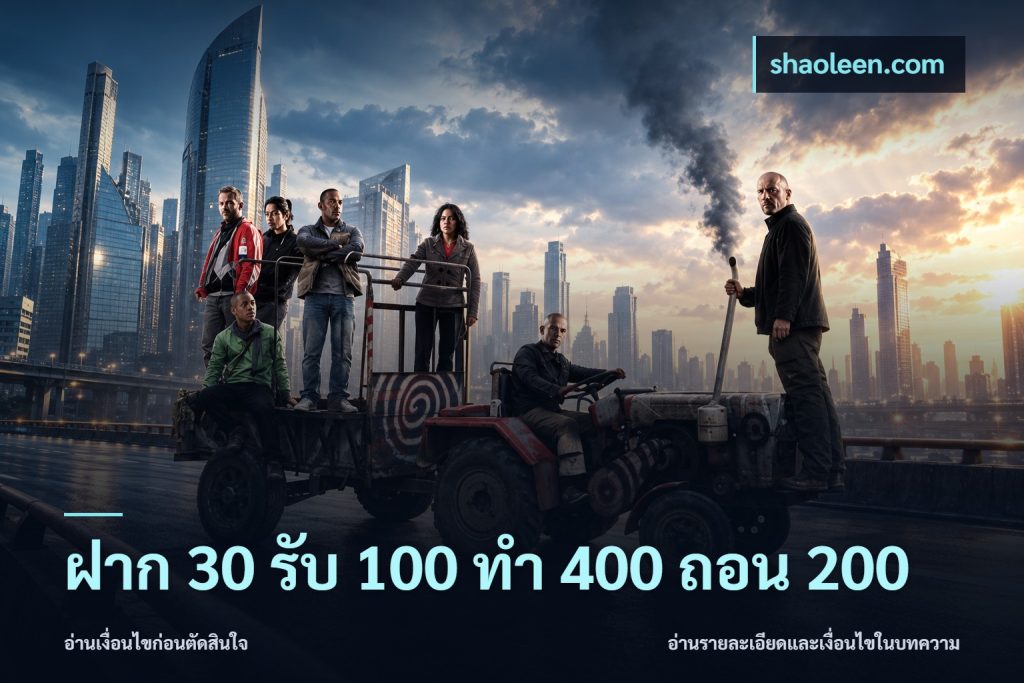 ฝาก 30 รับ 100 ทํา 400 ถอน 200