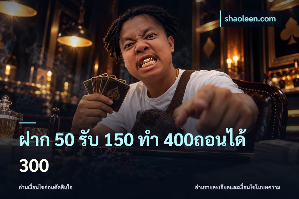 ฝาก 50 รับ 150 ทํา 400ถอนได้ 300