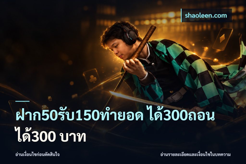 ฝาก50รับ150ทำยอด ได้300ถอนได้300 บาท