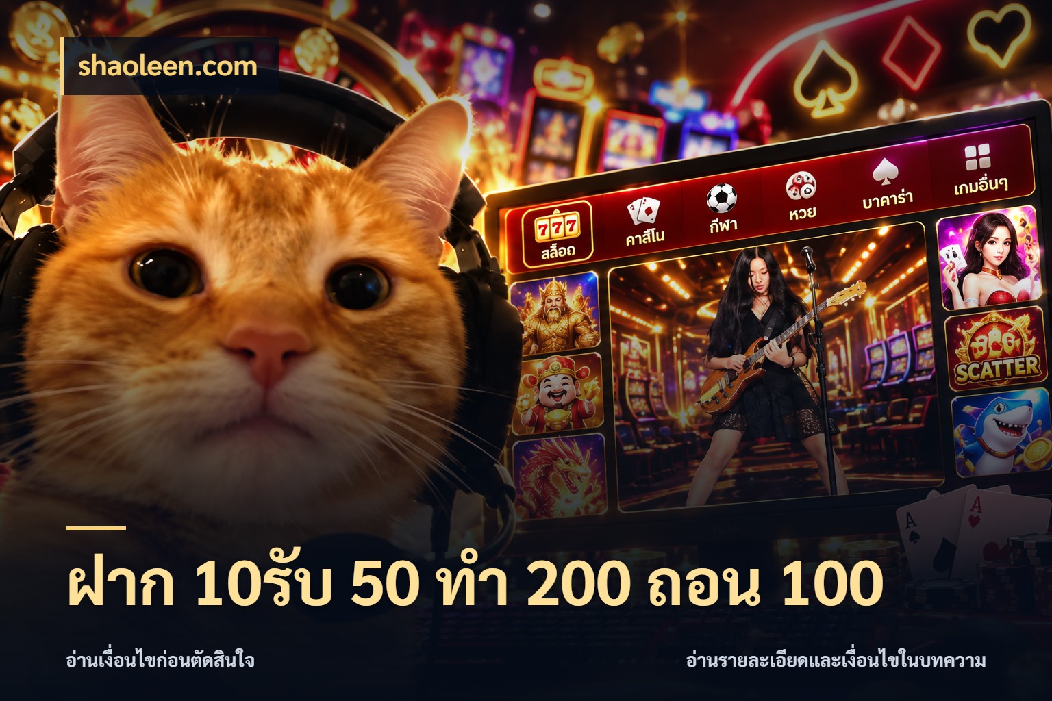 ฝาก 10รับ 50 ทํา 200 ถอน 100 shaoleen.com โปรยอดรับที่สายเกมสนใจ