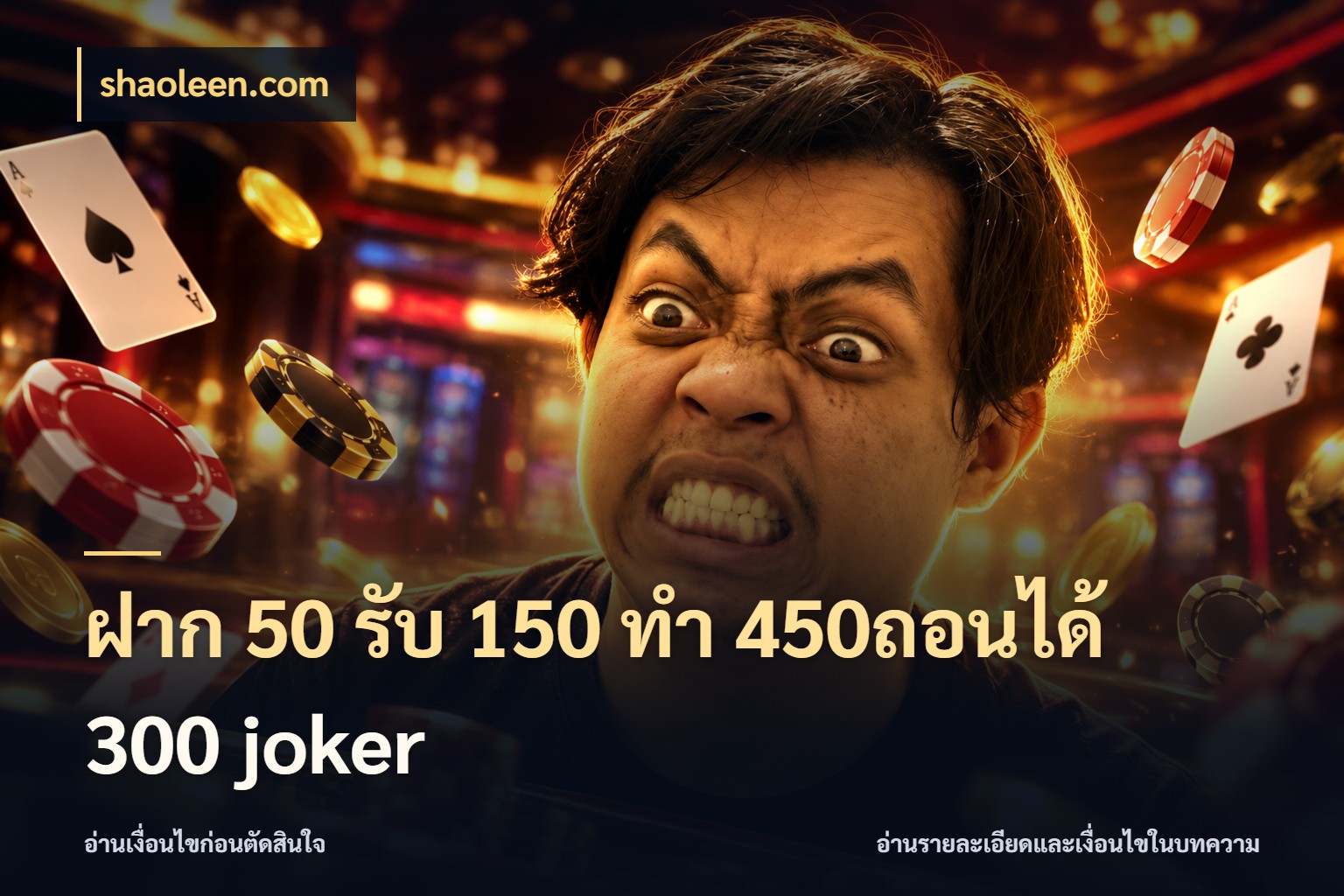 ฝาก 50 รับ 150 ทํา 450ถอนได้ 300 joker shaoleen.com สีสันของโปรฝากและยอดรับ