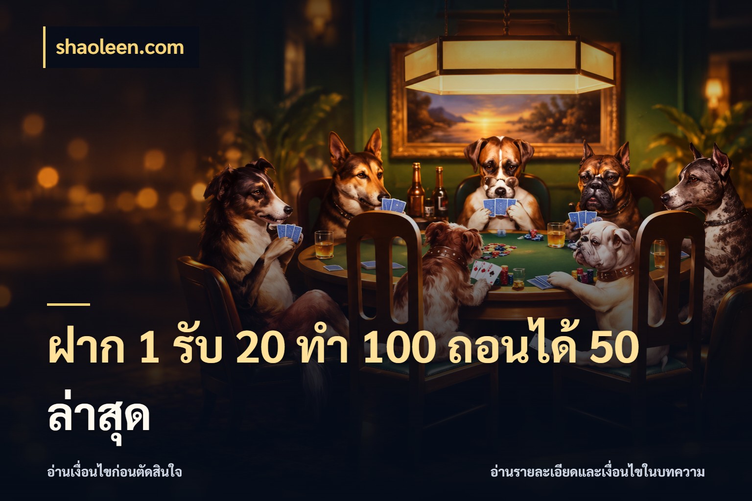 ฝาก 1 รับ 20 ทำ 100 ถอนได้ 50 ล่าสุด shaoleen.com สีสันของโปรฝากและยอดรับ
